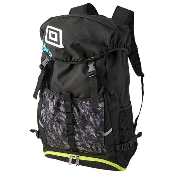 アンブロ、子供/ジュニア/キッズ用バックパック。本体生地に撥水加工素材を採用したジュニアステップアップモデル。上部かぶせ裏に5号球まで収納可能なメッシュホルダー付き。ボールをバックルでホールドできるため本体収納を圧迫せず、また取り付けが容易...