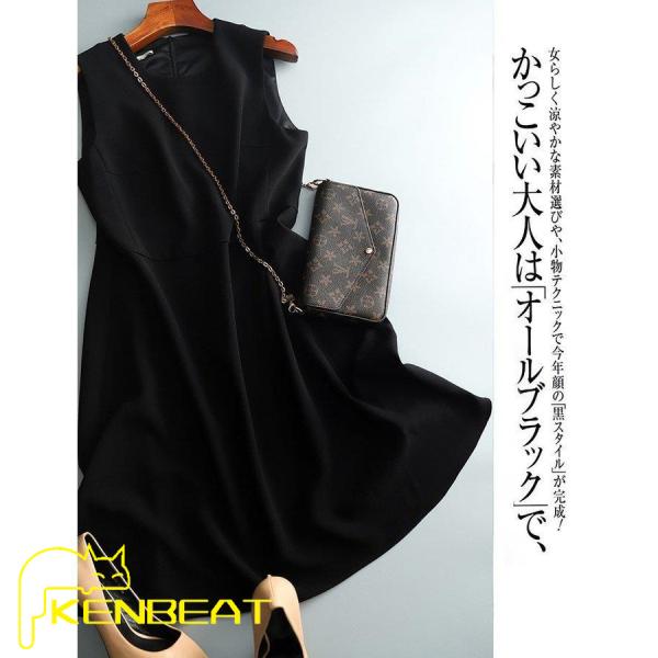 ワンピース レディース 40代 きれいめ 膝丈ワンピース 春夏 ノースリープワンピース 黒aラインスカート オシャレ韓国風 大人 ゆったり 着痩せ 30代送料無料 大人気の