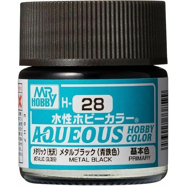 H-28 メタリックブラック(青鉄色) 新品塗料   GSIクレオス 水性ホビーカラー 模型用塗料