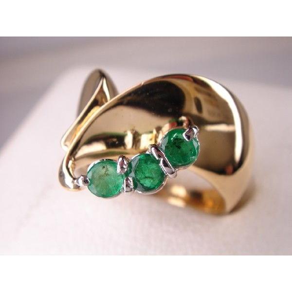 エメラルド付きK18　プラチナリング ビズー公式】エメラルド K18(18金) リング アン | 希少石カラー