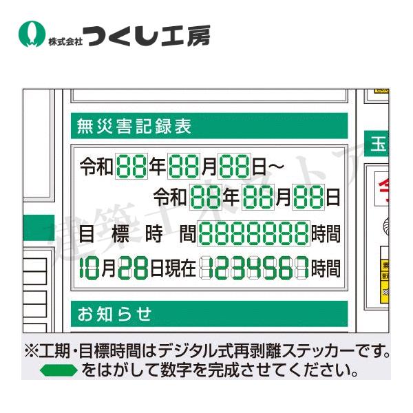 つくし工房 KG-462K [無災害記録表]用デジタル数字マグネット(75枚組