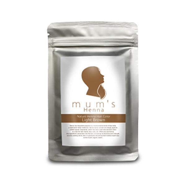 「Mum's　マムズヘナライトブラウン　100g」は、ブルージーンズを染めるインディゴを多く配合しています。その他のハーブの力で肌に優しく、自然に髪に入りやすくなります。オレンジをしたあとでのせると、一段と美しく早く仕上がります。30分程度...