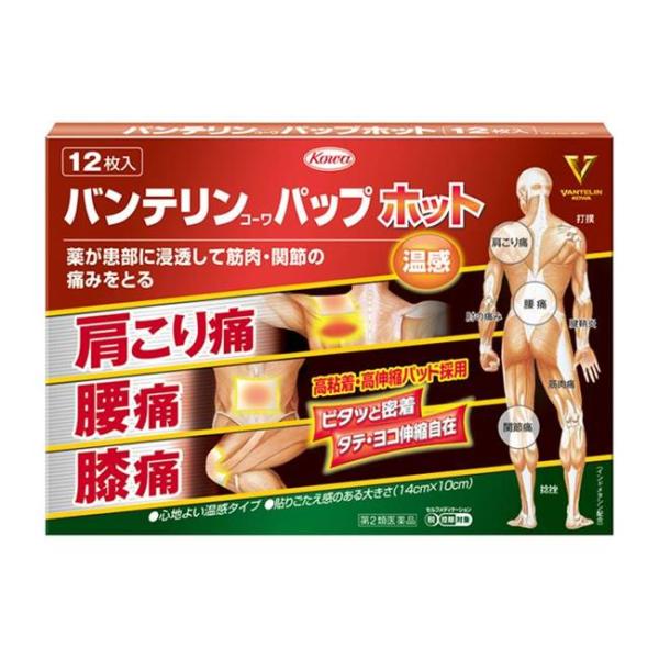 【第2類医薬品】 バンテリンコーワパップホット 12枚 - 興和 [セルフメディケーション税制対象] [腰痛/関節痛]