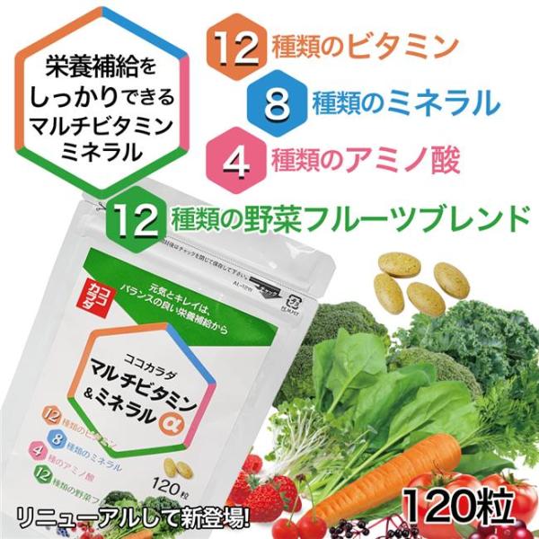 ココカラダ マルチビタミン・ミネラルα 120粒 - 健人 [高含有/L