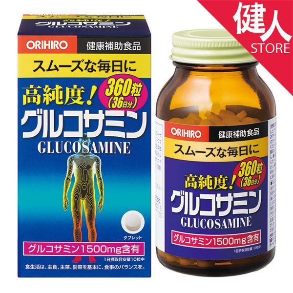 「オリヒロ　高濃度グルコサミン粒　360粒」は、1日目安量10粒にグルコサミンを1500mg配合しています。グルコサミンに加え、鮫ヒレ軟骨抽出物など複数のサポート成分を補給できます。また、鶏軟骨抽出物(II型コラーゲン含有)、ヒアルロン酸も...
