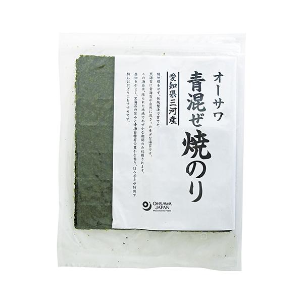 「オーサワの青混ぜ焼のり　板のり8枚」は、酸処理をせず、伝統製法で育てた黒海苔に青海苔が自然に混ざった希少な海苔です。この海苔は限られた地域でわずかな期間のみ収穫されます。歯切れがよく、黒海苔の旨みと青海苔特有の豊かな香り、ほろ苦さが楽しめ...