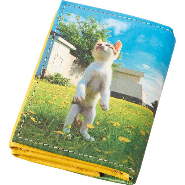 【送料無料】立ち猫　三つ折れコンパクト財布　ＴＷ２１５１　ＴＷ２１５１【ギフト館】 全国送料無料 立ち猫 希望の立ち猫 三つ折れコンパクト財布（TW2151