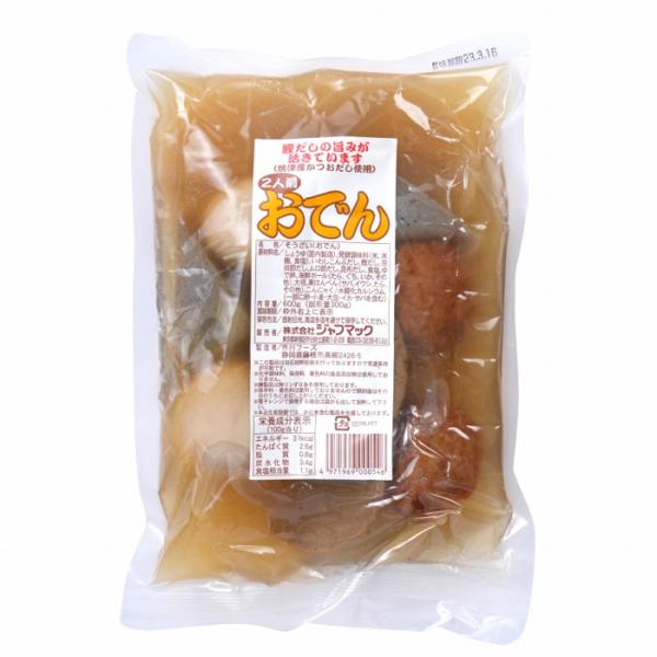 ●静岡県焼津産鰹だしをベースにいわし昆布だし、宗田節、ムロ節等でだしを取り、だしの風味の効いたおでんに仕上げました。●練り物のすり身にはリン酸塩は使用しておりません（無リンすり身使用）。●保存料、酵母エキスは使用しておらず、遺伝子組み換え品...