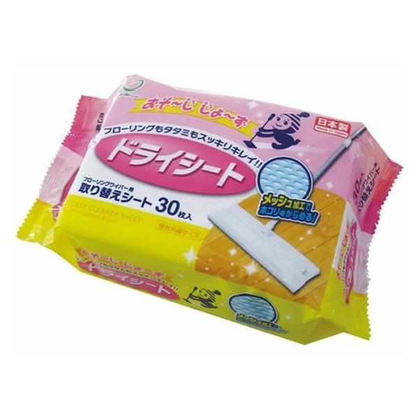 ●フローリングワイパー用取り替えシート●メッシュ加工でミクロの繊維がホコリや髪の毛をからめとる。●畳にも使えるドライタイプです。●各社共通サイズなので、お手持ちのフローリングワイパーに取り付けられます。●無香料なのでイヤなニオイもありません。