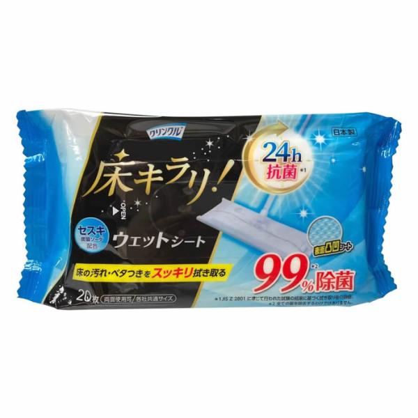 ●セスキ炭酸ソーダ配合（たんぱく質汚れ・皮脂汚れを落とす効果に優れたアルカリ性）とエンボス加工で、床の汚れ・ベタつきをスッキリ拭き取ります。●24時間抗菌試験クリア（JIS Z 2801に準じて行われた試験の結果に基づく拭き取り後の評価）●...