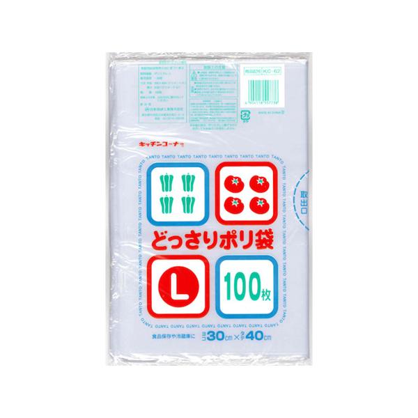 他サイト： [日本技研工業]キッチンコーナー どっさりポリ袋 KC-62 Lサイズ 100枚入り (ポリ袋 ゴミ袋 キッチン用品)の商品画像
