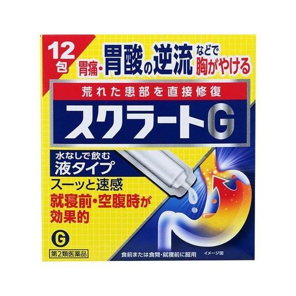 ●【第2類医薬品】ライオン スクラートG 12包の商品詳細●水なしで飲む液タイプ。有効成分を荒れた患部に直接届けます。スーッとした爽快感がすばやく広がります。●痛みのもと(粘膜の荒れた患部)を直接保護・修復します。●スクラルファートが荒れた...