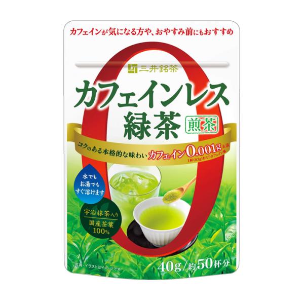 他サイト： 【ゆうパケット配送対象】[三井農林]三井銘茶 カフェインレス緑茶 煎茶 40gx1個(粉末 カフェイン0.001g ホット アイス)(ポスト投函 追跡ありメール便)の商品画像