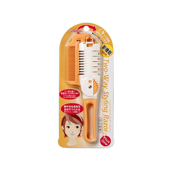 ● [グリーンベル]ツーウェイ・ダイヤルヘアカッター（クシ付き）オレンジの商品詳細●クシ付きだから髪を梳かすも切るもこれ1本でOK。●軽やかな毛先を自分で作れます。●髪のボリューム調節にも。