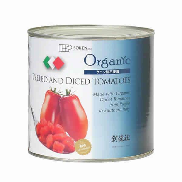 【創健社】業務用有機ダイストマト缶 2.5kg    (缶詰)(大容量)※凹みやラベル汚れでの交換や返品不可
