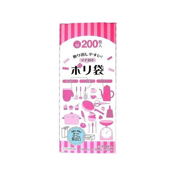[日本技研工業]マチ付きポリ袋 PD-FM Mサイズ 200枚入り (マチ付き ポリ袋 取り出しやすい)