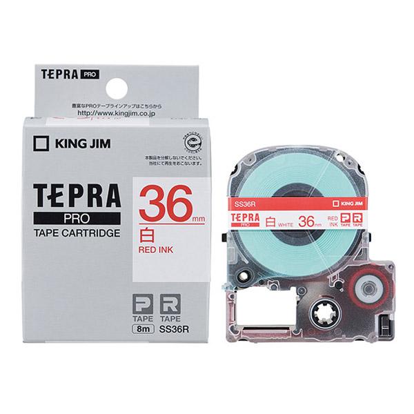 KING JIM（キングジム） テプラPRO テープ 白ラベル 赤文字 36mm SS36R