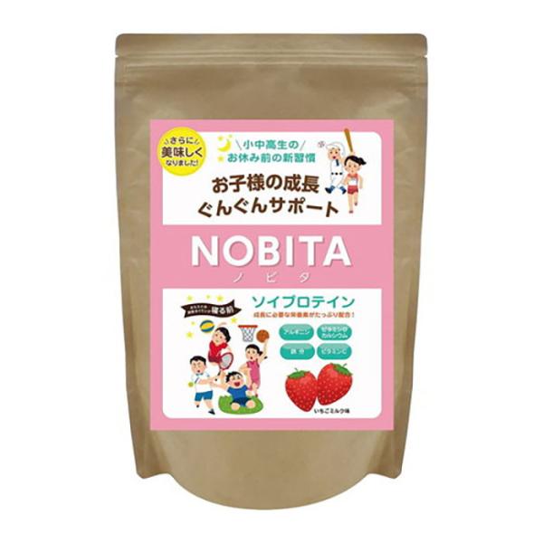 他サイト： NOBITA ノビタ 成長期サポート ソイプロテイン SOY いちごミルク味 750g x1個(小中高生のお休み前の新習慣 成長期 栄養 サポート お子様 キッズ)FD0002の商品画像