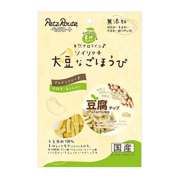 他サイト： 【ゆうパケット配送対象】[ペッツルート]大豆なゴポウビ 豆腐チップ 40g(犬用品 おやつ)(ポスト投函 追跡ありメール便)の商品画像