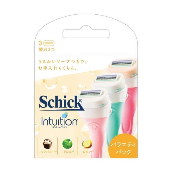 Schick イントゥイション バラエティパック 替刃 3コ入はじめてでも安心。ボディソープなしで剃れる 4枚刃 ムダ毛処理 ボディシェーバー シック 4891228312282 化粧品・化粧小物:女性用カミソリ:替刃広告文責：アットライフ...