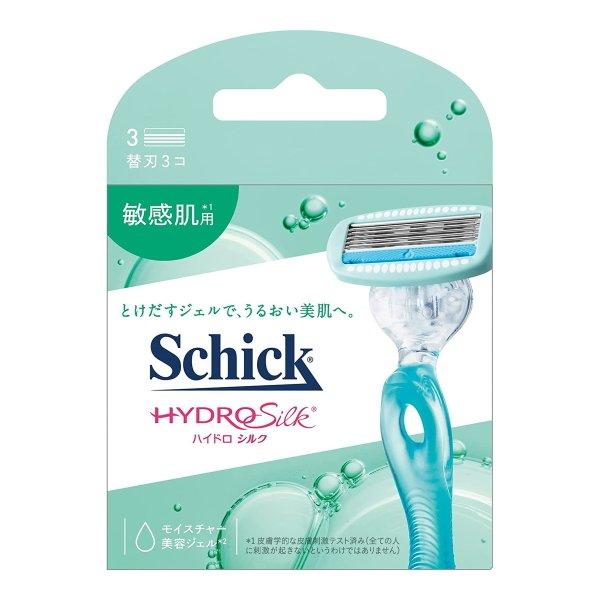 Schick ハイドロシルク 敏感肌用 替刃 3コ入モイスチャー美容ジェルに6種類の美容成分を配合 5枚刃 ムダ毛処理 ボディシェーバー シック 4891228312183 化粧品・化粧小物:女性用カミソリ:替刃広告文責：アットライフ株式会...