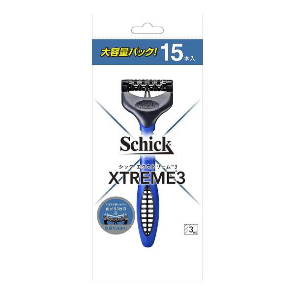 シック・ジャパン schick シック エクストリーム3 大容量パック 15本入 カミソリ曲がる3枚刃とダブルスムーザー 剃刀 髭剃り 4891228313371 男性用化粧品・日用品:男性用カミソリ:使い捨て広告文責：アットライフ株式会社...