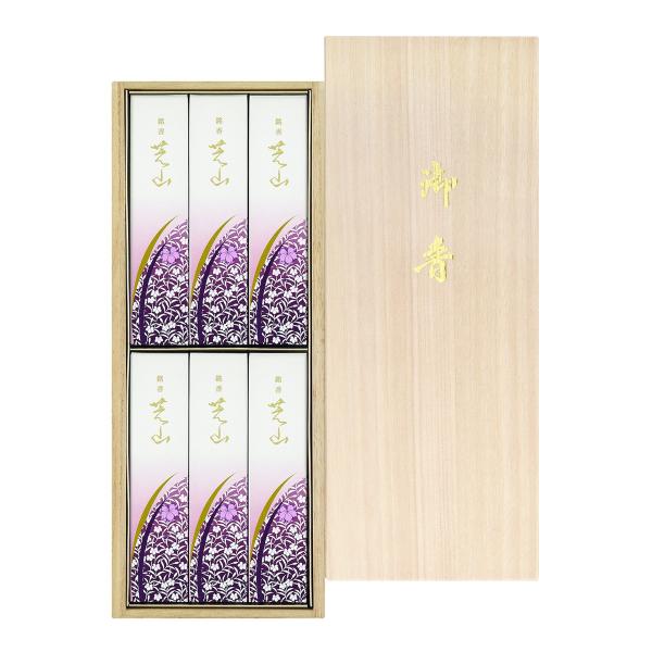 (あわせ買い2999円以上で送料無料)日本香堂 銘香 芝山 桐箱 6箱入 線香