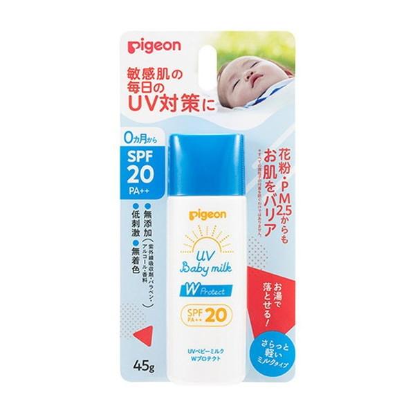 ピジョン UVベビーミルク Wプロテクト SPF20 PA++ 0ヵ月から 45g4902508084673敏感肌の毎日のお肌に使えるウォーターベースの日やけ止めベビー・キッズ用品:ベビースキンケア広告文責：アットライフ株式会社TEL 05...