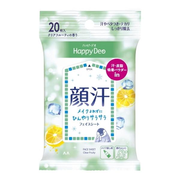 マンダム ハッピーデオ 顔汗 フェイスシート クリアフルーティの香り 20枚入顔汗ひんやりシート クリアフルーティの香り サラサラ 皮脂 汗やベタつき・テカリしっかり除去 メイク直し前 4902806118209 化粧品・化粧小物:ボディケ...
