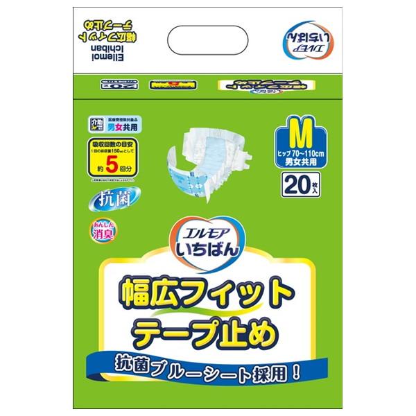 エルモア いちばん すっきり軽快フィット テープ止め M 30枚✕4個 エルモアいちばん (送料無料・まとめ買い×4個セット)カミ商事 幅広