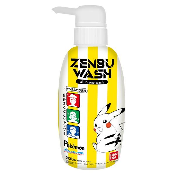 (送料無料・まとめ買い×6個セット)バンダイ ゼンブウォッシュ ポケットモンスター 300mL せっけんのかおり 全身まるごとシャンプー