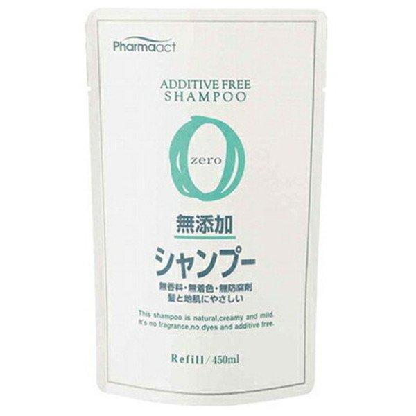 (×24袋セット送料無料)熊野油脂 ファーマアクト 無添加シャンプー 詰替 450mL 無香料・無着色・無防腐剤 (シャンプー つめかえ)