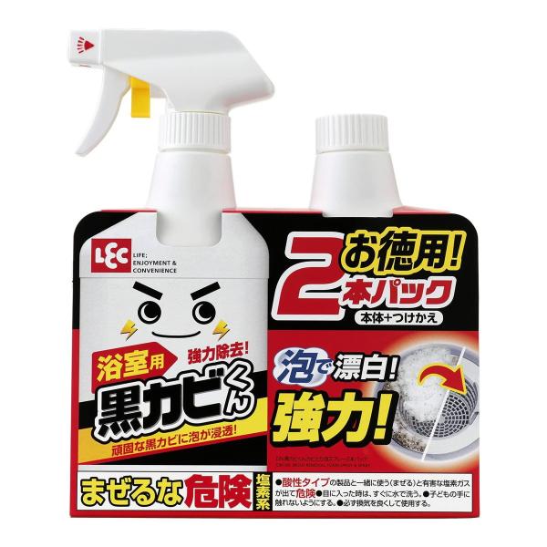 他サイト： (あわせ買い2999円以上で送料無料)レック 激落ちくん C00169 黒カビくん カビとり 泡スプレー 2本パック 本体+つけかえ 浴室用の商品画像