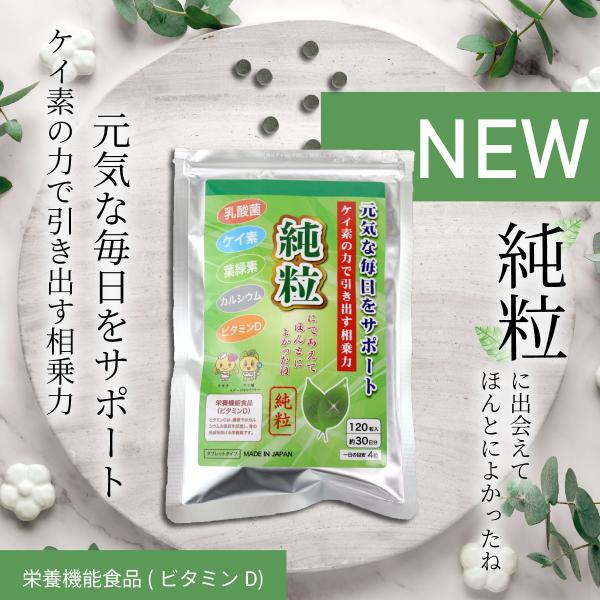 【公式】美活純粒 乳酸菌＋ケイ素＋葉緑素＋カルシウム＋ビタミンD 配合 サプリメント 120粒 約30日分 健康 美容 活動サポート 日本製
