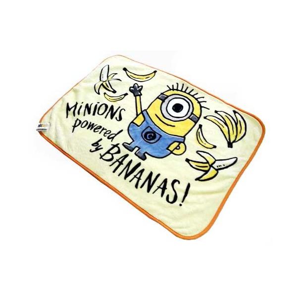 MINIONSミニオンズ マイヤーブランケットMINI6/BANANAS『マイヤー』とは、毛足が長い毛布のような質感の生地です♪♪肌触りが気持ちイイ♪柔らかさＵＰ！！！！！スナップボタン付。サイズ：約H70XW100cm素材：ポリエステル　...