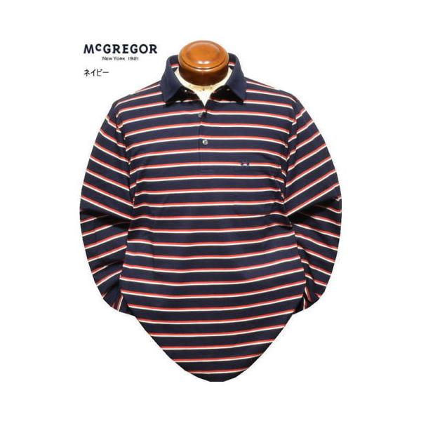 マックレガー 長袖ポロシャツ L メンズ 111616106 鹿の子ボーダー 長袖シャツ McGREGOR