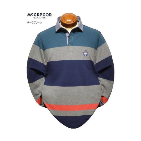 マックレガー 長袖ポロシャツ M.L.XL メンズ 111616604 鹿の子ボーダー 長袖シャツ McGREGOR
