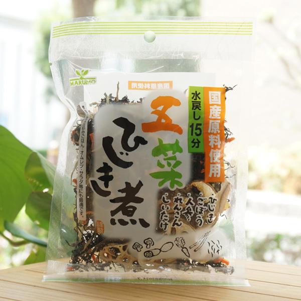 瀬戸内海産のひじきをはじめ、5種類の国内産原料を使用し、 バランスよくブレンドしました。水戻し15分、 煮物、炊き込みご飯、オムレツ、サラダなどにも最適です。【原料名】乾燥ひじき(国産)、乾燥ごぼう、乾燥人参、乾燥れんこん、乾燥椎茸【内容量...
