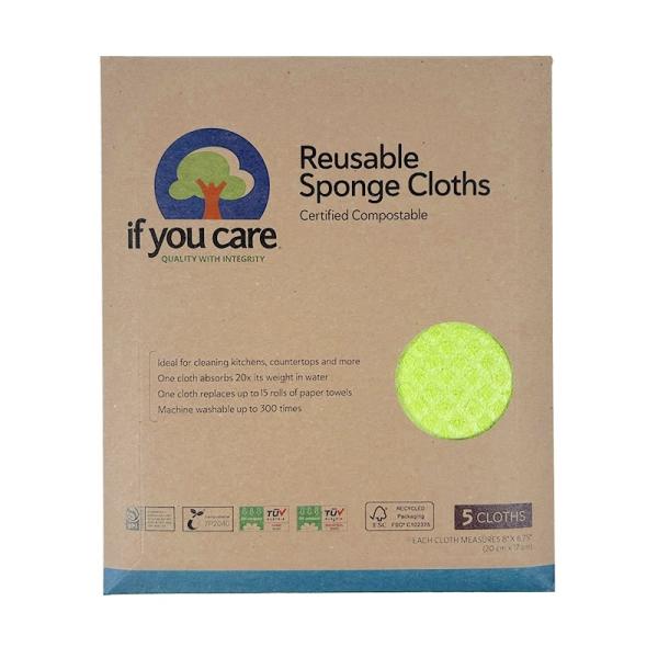 If You Care (イフユーケア) 高吸収スポンジクロス (17cmx20cm)（５枚入り） アリサン Reusable Sponge Cloths