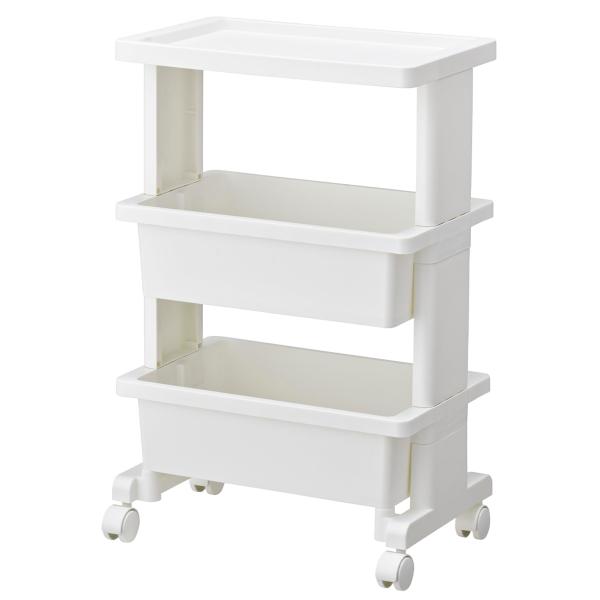 他サイト： JEJアステージ(JEJ Astage) リセ テーブルワゴン 日本製 組立式 3段 キャスター付 ホワイト 幅45×奥行30×高さ71.5の商品画像