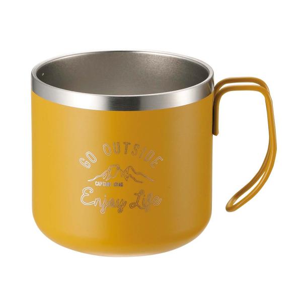 他サイト： キャプテンスタッグ(CAPTAIN STAG) マグカップ コップ ダブルステンレス 真空断熱 保温・保冷 350ml イエロー モンテ Uの商品画像