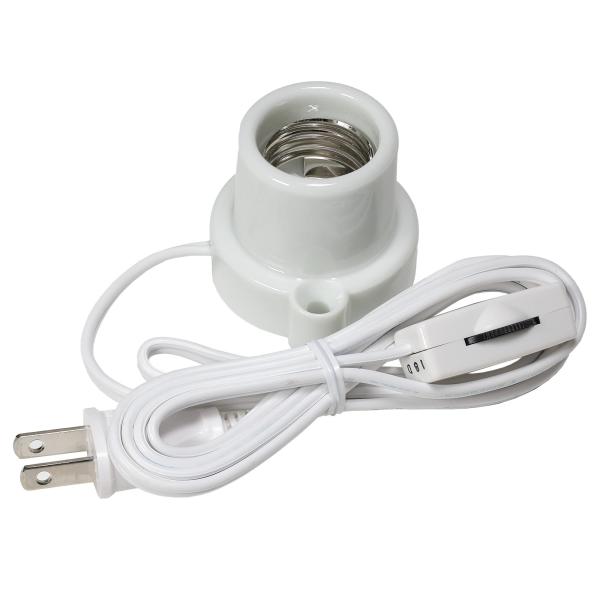 他サイト： エルパ (ELPA) コード付ソケット (口金 E26 / 1.5m / ホワイト) 中間スイッチ付 (KP-M2615H(W))の商品画像