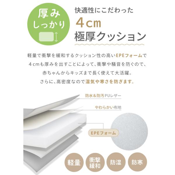 ケラッタ) プレイマット シームレス 折りたたみ200×140cm /ホワイト