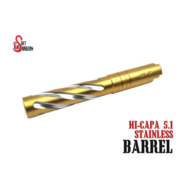 Airsoft Surgeon ステンレス トルネード アウターバレル for TM Hi-Capa 5.1 GBB GD サージェン トルネード Hi-CAPA HICAPA 金 ゴールド