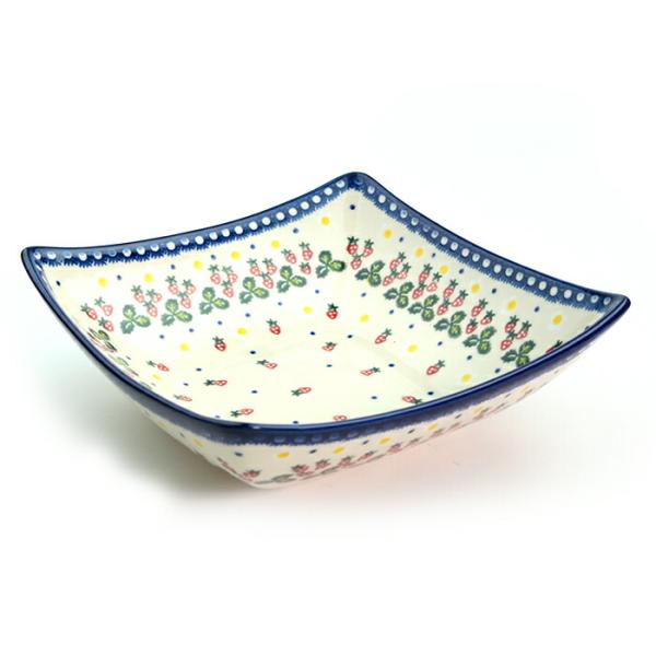 タフィーボウル20×20cm[V161-B264]【ポーリッシュポタリー[ポーランド食器・陶器]】電食洗機対応 電子レンジ対応 花柄 大きなボウル スクエア 大鉢 おしゃれ