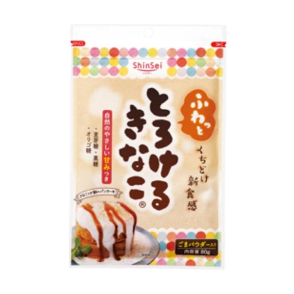 きなこにゴマパウダー、黒糖のコクと、麦芽糖の優しい甘さをプラスし、口の中にいれるとふんわりとろける甘いきなこです。おもち、トースト、アイス、ヨーグルトなどにかけるとおいしく召し上がれます。オリゴ糖入り。保存に便利なチャック付き。原材料：きな...