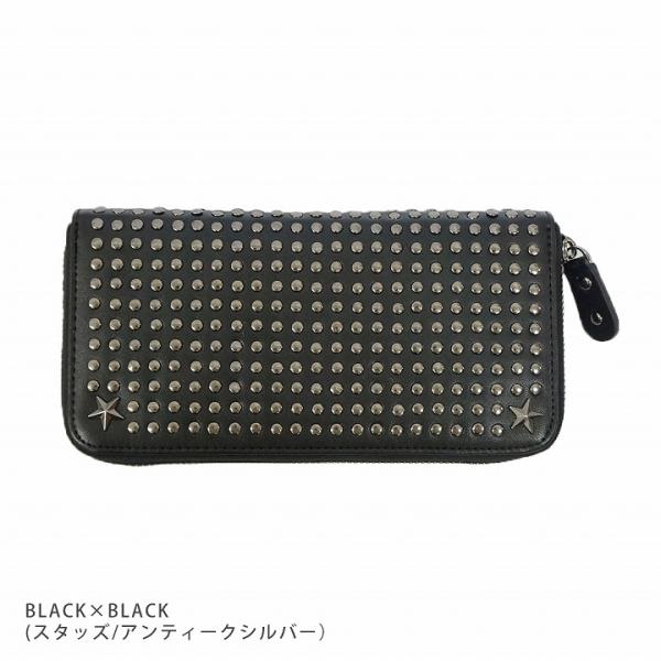 財布 長財布 メンズ 財布人気 本革 レザー スタッズ 星 ラウンド