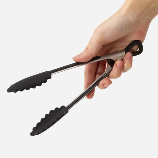 シリコントング ロック付 調理用 耐熱 ステンレス×シリコン 握りやすい設計 ｜ KEYUCA バタリニーロック付 シリコントング ケユカ