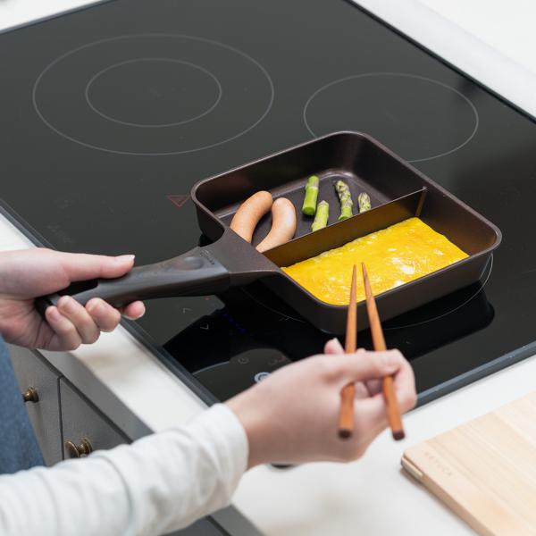 キッチングッズ 調理器具 時短アイテム 2品同時調理 お弁当作り IH対応 ｜ Timant IH仕切り付きフライパン  KEYUCA(ケユカ)