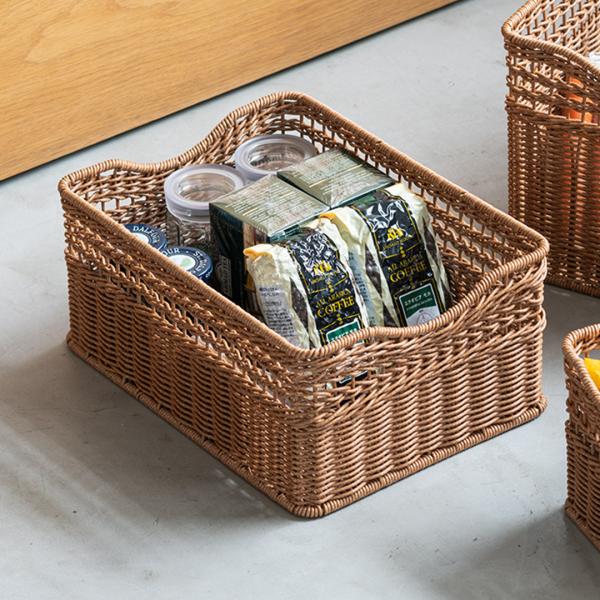 収納BOX 箱 ケース 樹脂製 小物入れ ｜ 洗えるPPラタンバスケット ワイド中深｜W36.5×D26.5×H16cm  KEYUCA(ケユカ)